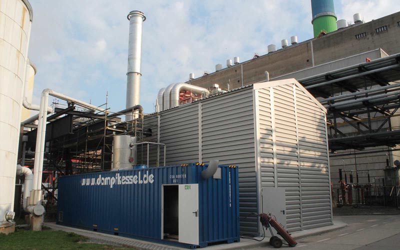 Eins Energie reference for the mobile power plant, exterior view of the system in the container